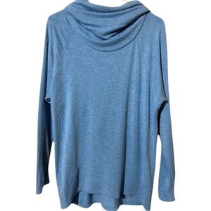 Lou & Grey Heather Blue Cowl Neck Long Sleeve Super Soft Pullover